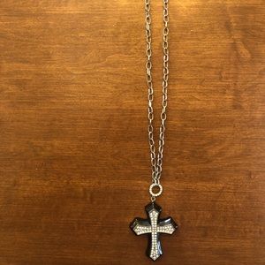 Black Cross covered with rhinestones  Necklace